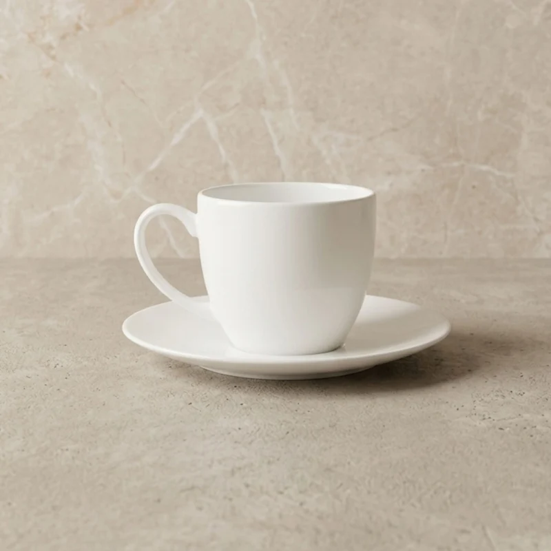 Set 6 tazas y platillos 260 ml New Bone China Decoexpress