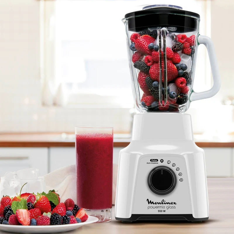 Licuadora Powermix 5V Blanco + Pulse 550W Moulinex