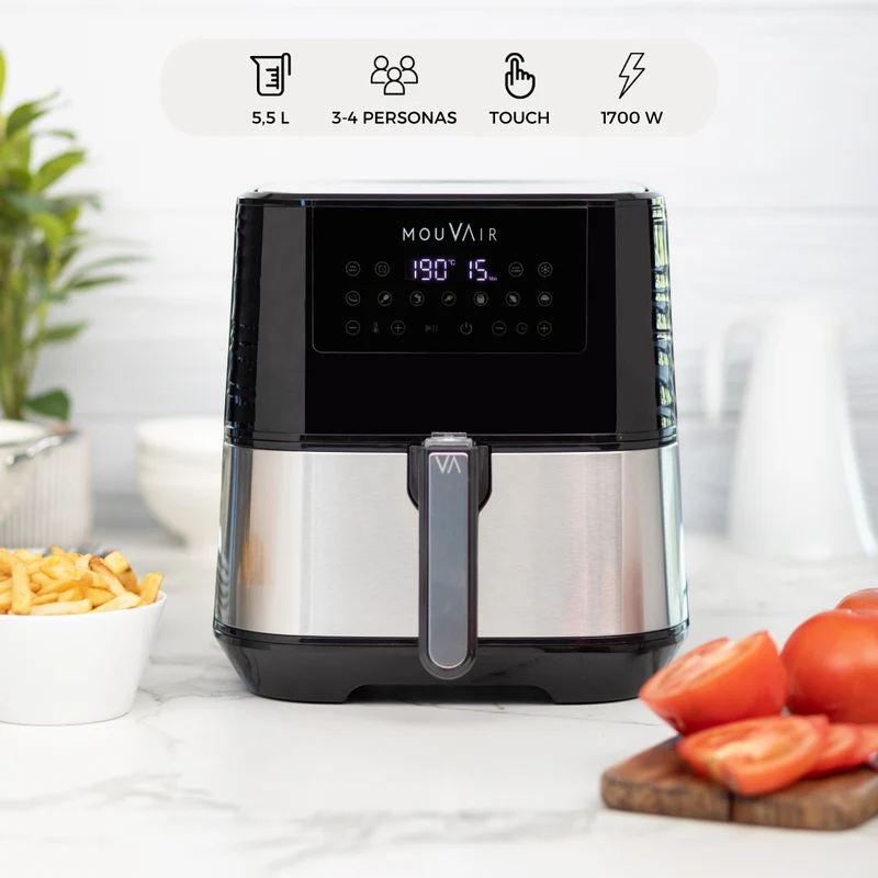 Freidora De Aire Gourmet 5.5 Lts + Recetario Mouvair