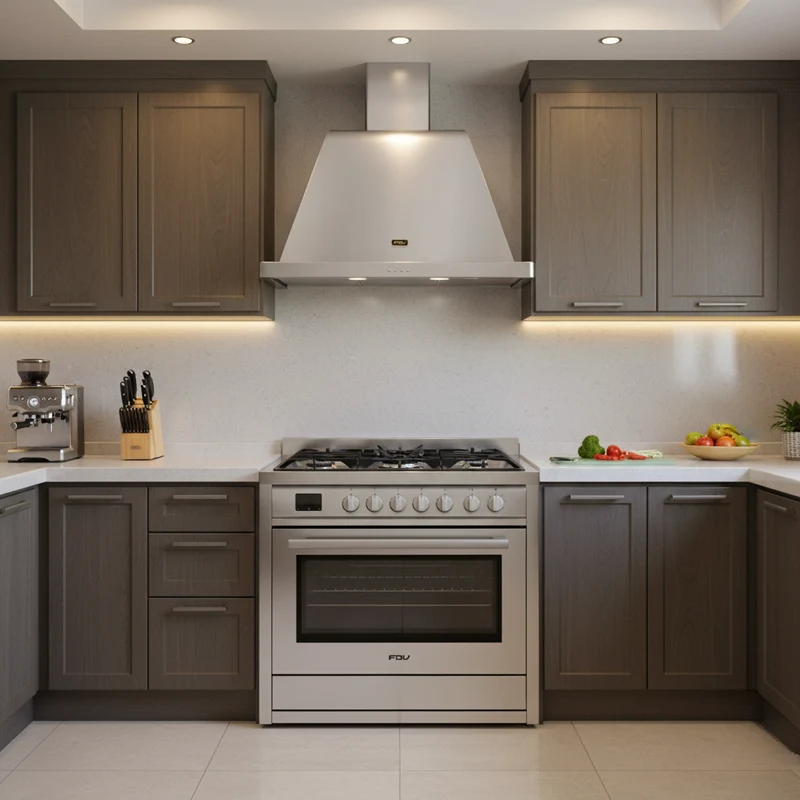 Kit Unique FDV Campana FDV Unique Inox + Cocina a Gas Natural FS Unique 90 5 Quemadores FDV
