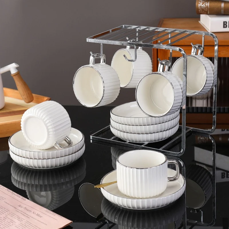 Juego de Té Tazas y Platos 230ml Lineas 6un Santú Home & Deco