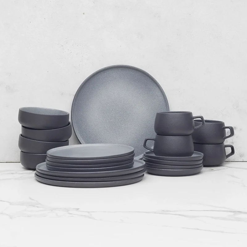 Juego de Vajilla Gris Porcelana 20 Pzs Coquinaria