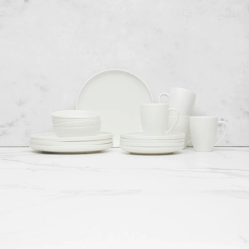 Juego de Vajilla Blanco Porcelana 16 Pzs Coquinaria