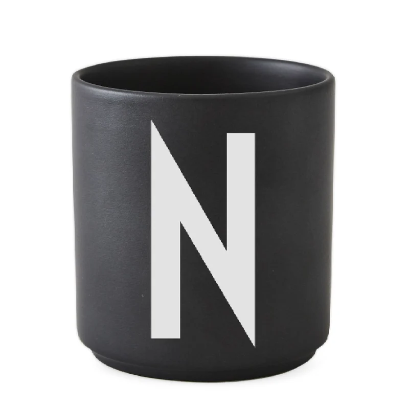 Taza Negro De Porcelana - N Design Letters