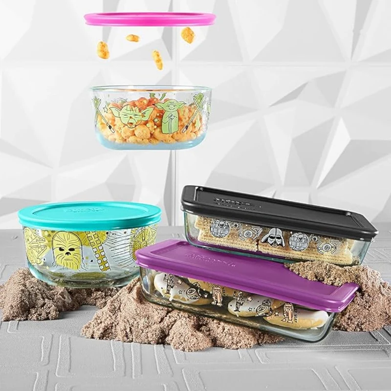 Set De 4 Fuentes Redondas Con Tapa Star Wars Pyrex