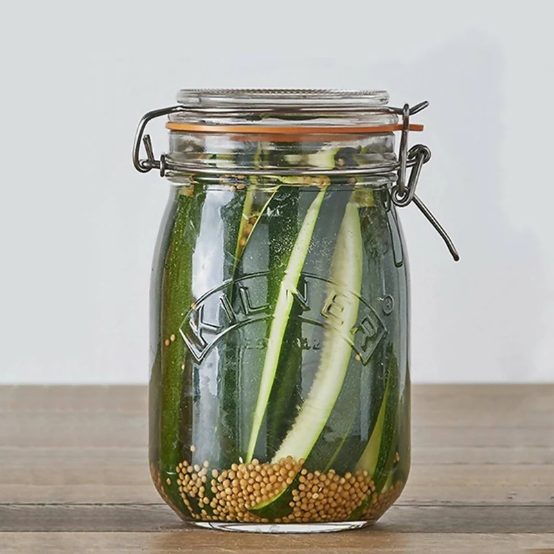 Set 2 Frascos Redondos con Cierre Clip 1 Lt Kilner