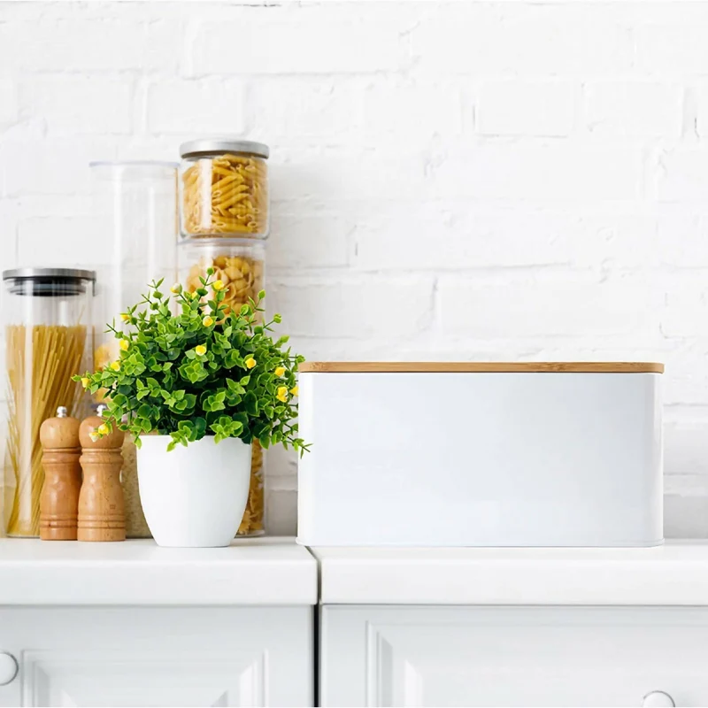 Panera Metálica con Tapa Bamboo Simplit