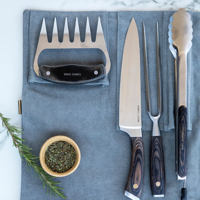Set Estuche Accesorios Parrillero Simple Cook