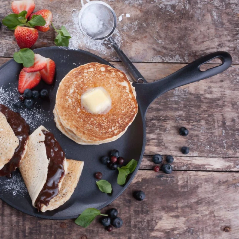 Plancha Pancakes Hierro Fundido Redonda 26.6 cm Esmaltada
