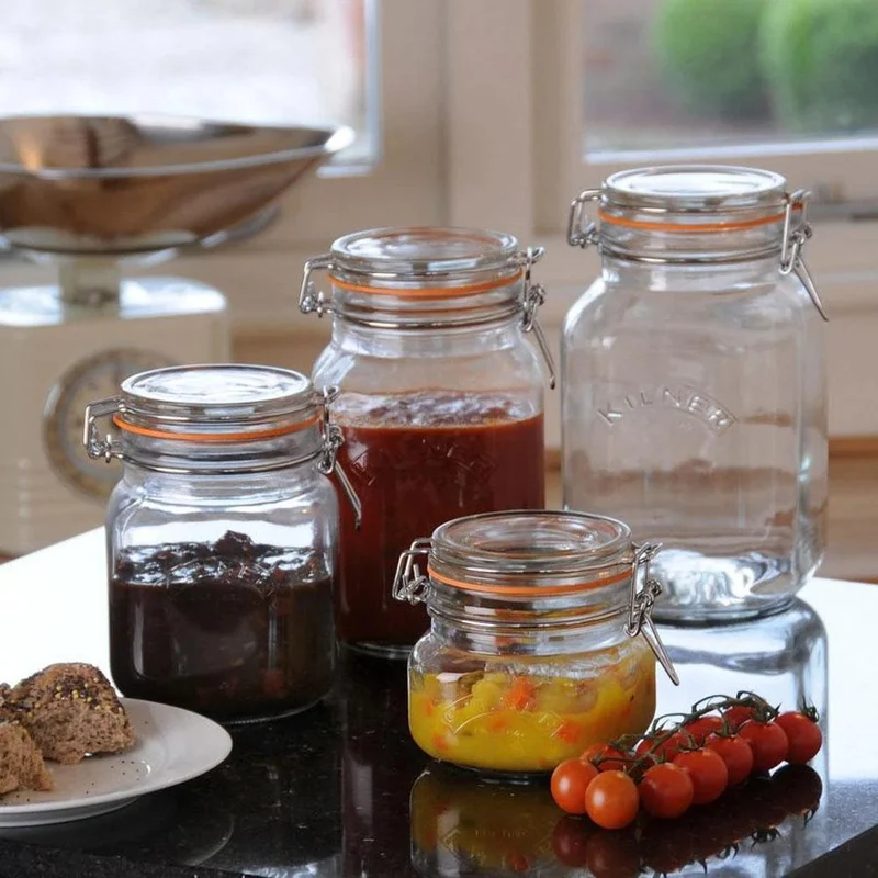Set Frascos Cuadrados con Cierre Clip Kilner