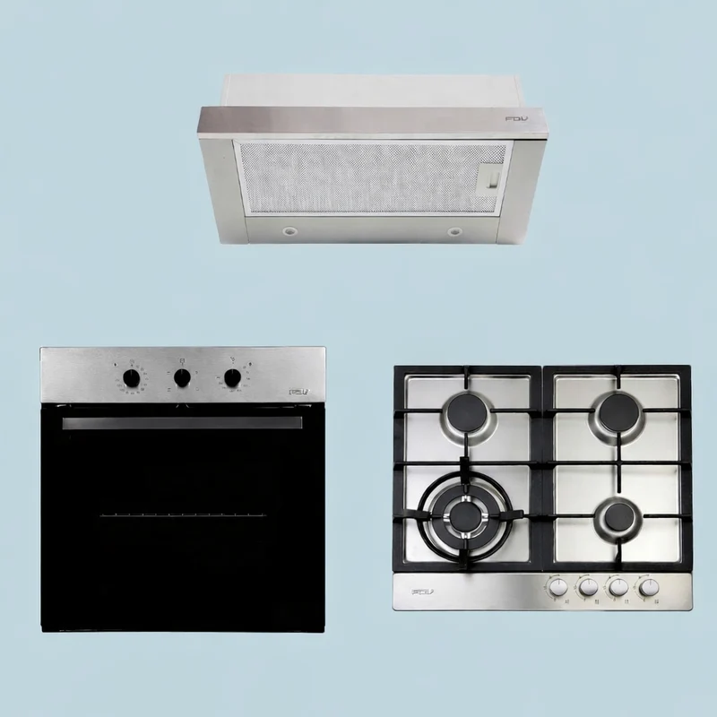 Kit Horno Design 57 Lts + Campana Easy Flow 60cm + Encimera Design 4Q Natural FDV