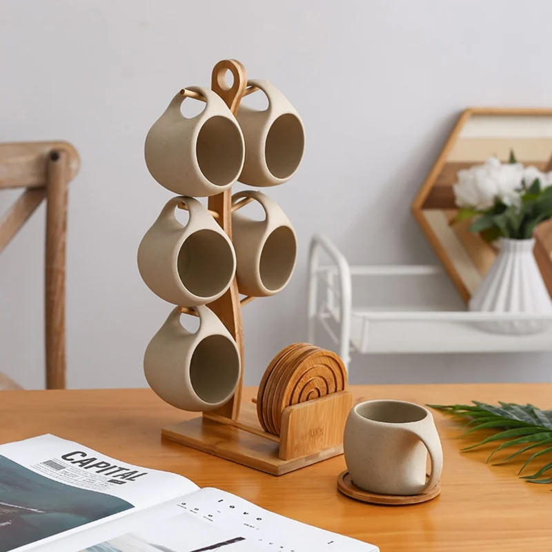 Juego de 6 Tazas Nórdico con Soporte y Posavasos Santú Home & Deco
