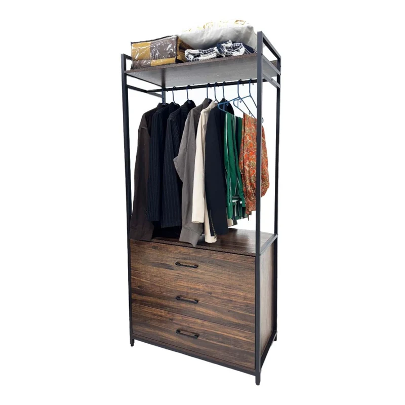 Tokoa Ropero Metal/Madera con 3 Gavetas y 1 Estante (AC-618)