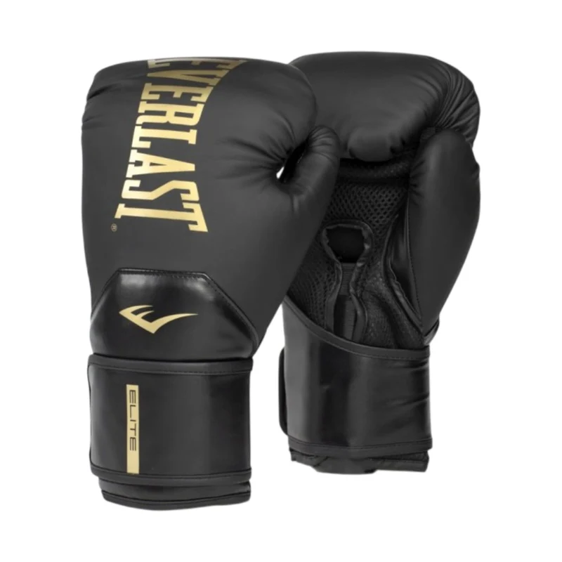 Everlast Guante de Boxeo Elite 2, Negro/Dorado