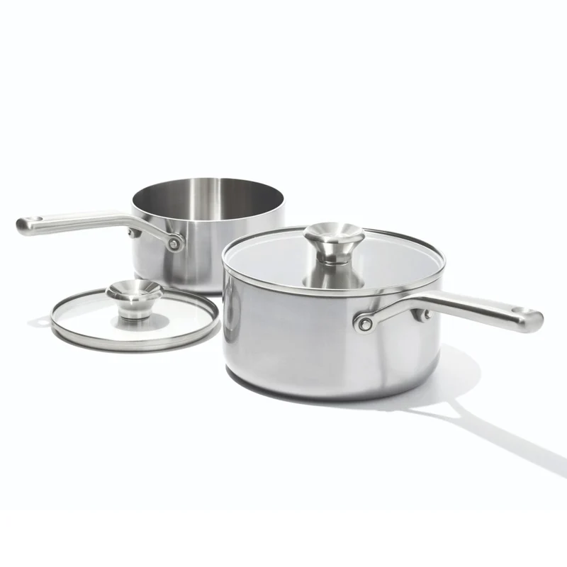 Set de 2 cazos 3PLY de acero inoxidable con tapa Mira OXO