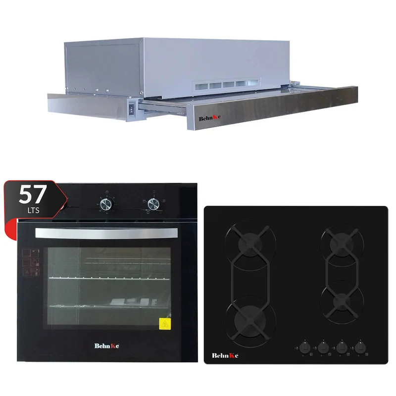 Kit Horno Eternity + Encimera Vitro gas 4 platos + Campana led