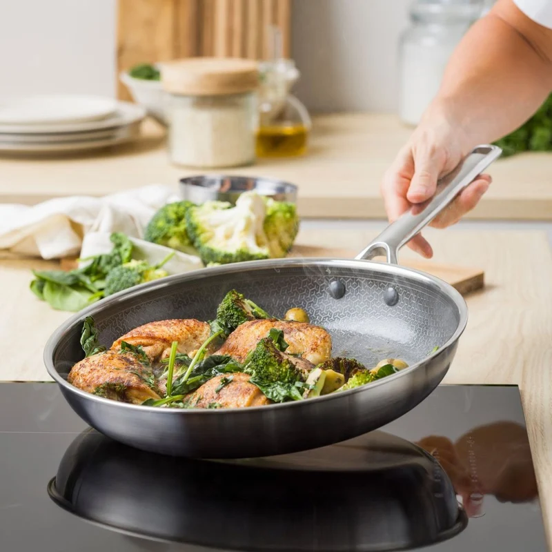 Sartén cerámica de acero inoxidable tricapa con fondo de nido de abeja Apex GreenPan
