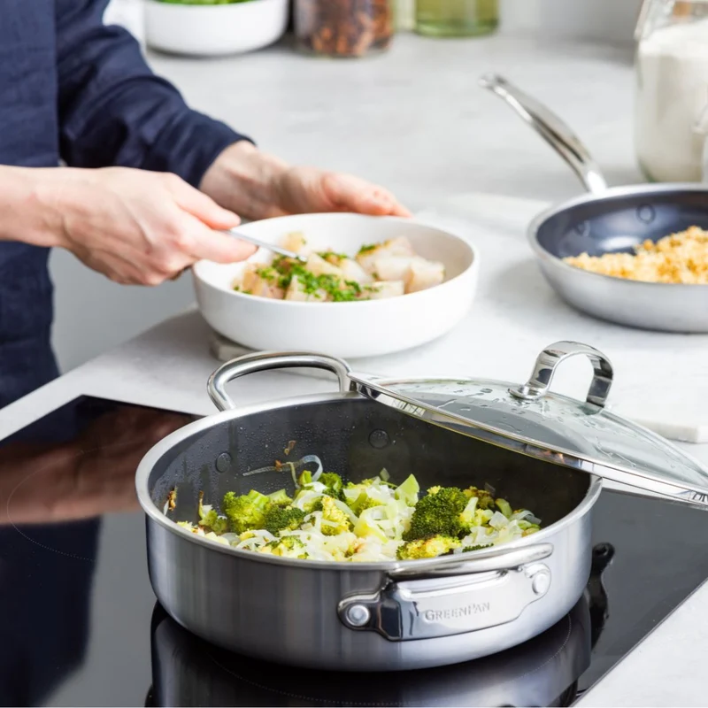 Cacerola baja cerámica con exterior acero inoxidable Premiere GreenPan