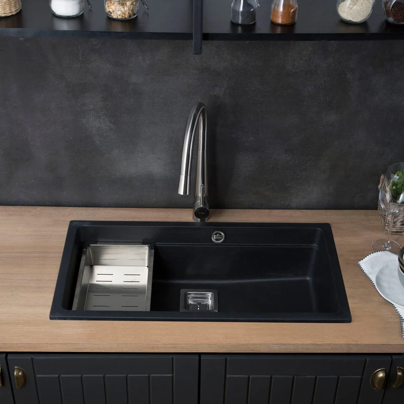 Lavaplatos Sobre Cubierta Deluxe Granito Negro