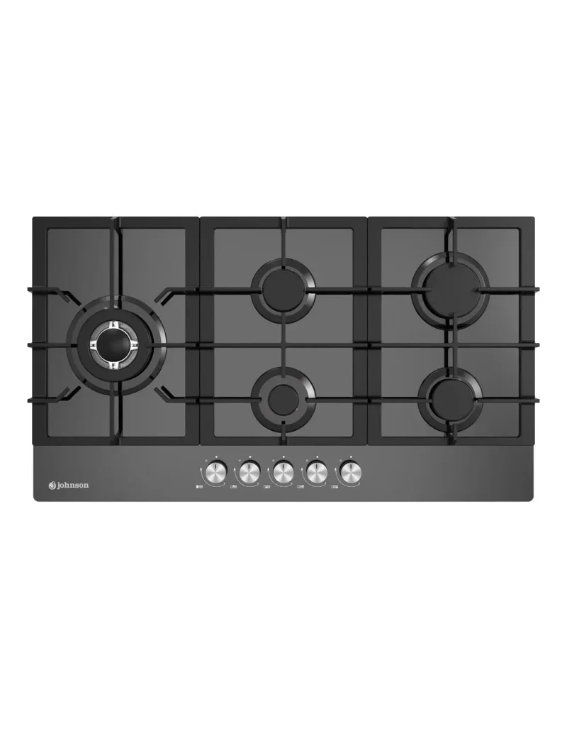 Placa de gas Johnson 90 cm 5 zonas cristal negro JAMA590BN