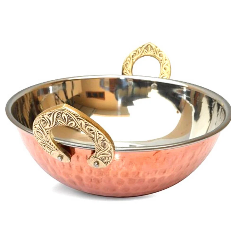 Acero martillado puro-Cobre Kadhai | Pure Hammered Steel-Copper Kadhai for 2 Portion