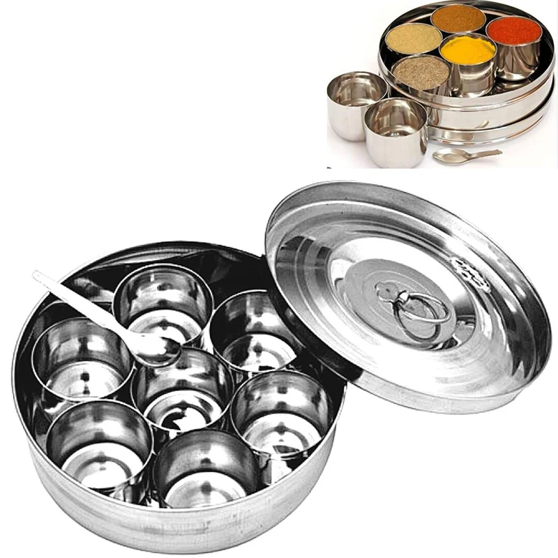 Organizador de especias | Indian Masala dabba | Spices organizer with Opeque lid