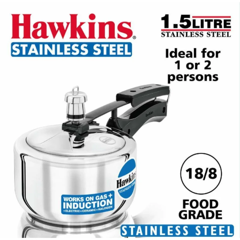 Olla de presion | Pressure Cooker (Stainless Steel) Hawkins 1.5Ltr. (Gas+Induccion) HSS15