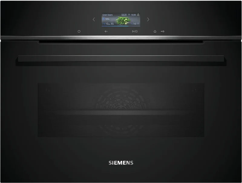 Siemens CB774G1B1 iQ700 Horno pirolítico compacto 60 cm AirFry Cristal negro Clase A+