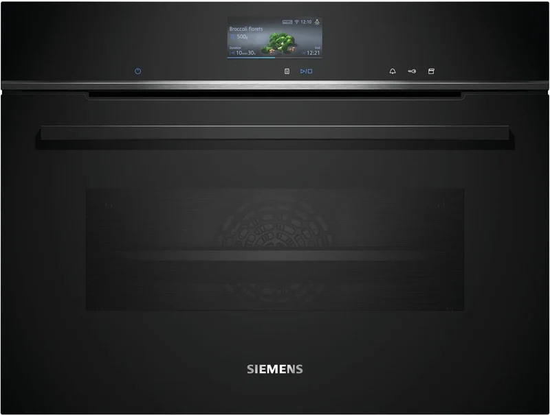 Siemens CS736G1B1 iQ700 Horno multifunción 100% vapor compacto 45 cm AirFry Cristal negro Clase A+