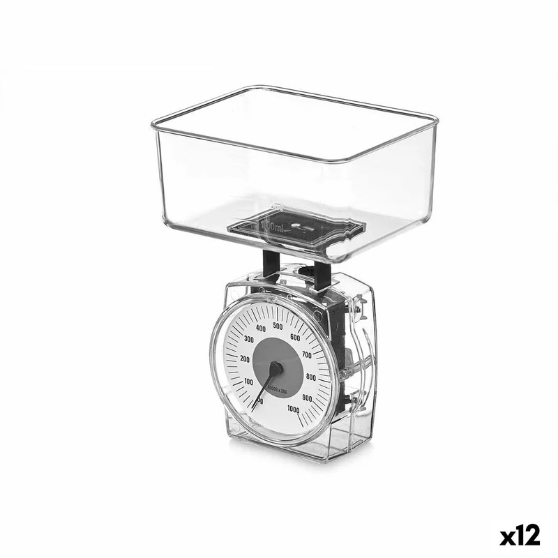 Báscula de cocina 1 kg Transparente 400 ml 11,5 x 6 x 8,7 cm (12 Unidades)